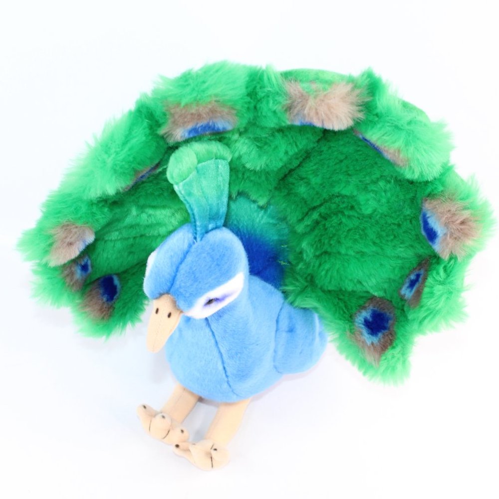 FAO Schwarz Plush Peacock Bird 2013 Blue Green Stuffed Animal 14" Stuffie - Picture 7 of 8
